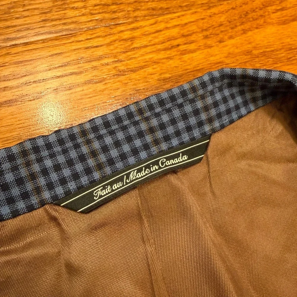 Jack Victor Rochester Blazer Sport Coat Mens 56L Blue Brown Check Wool Canada